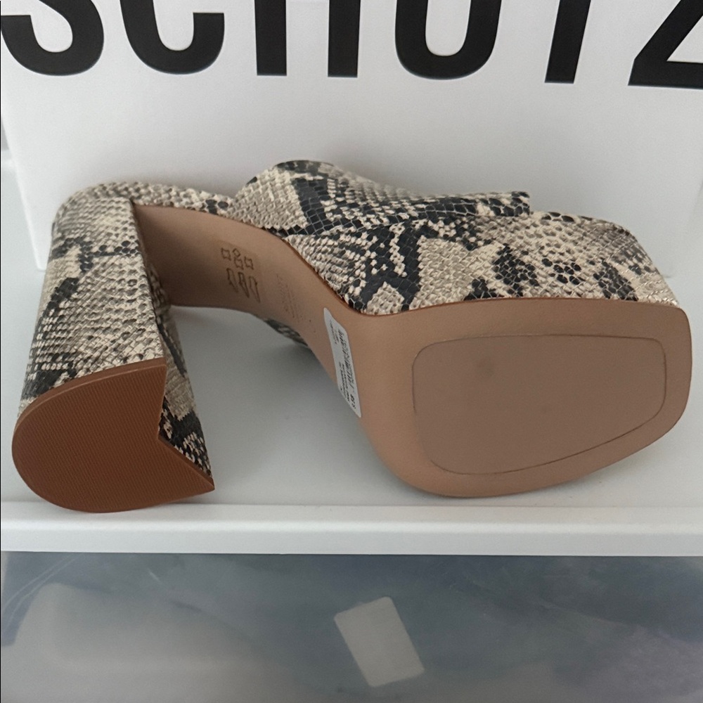 SCHUTZ Black and Cream Snake Print Platform Shoes - Picture 2 of 8